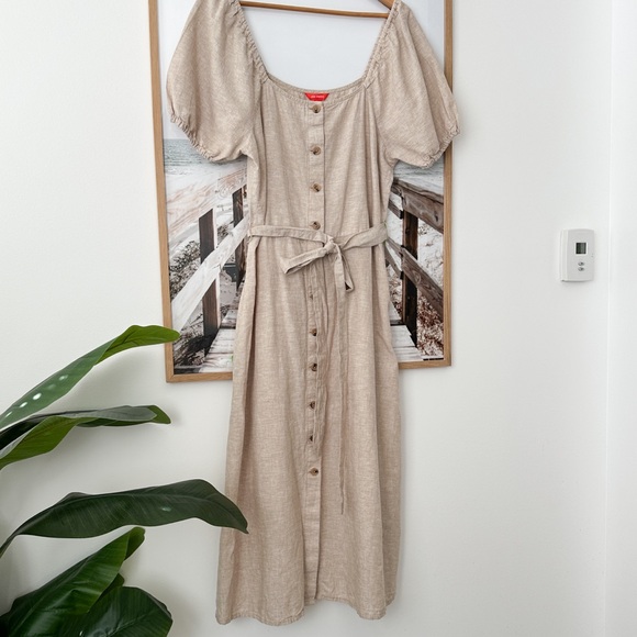 JOE FRESH Linen Blend Midi Button Front Dress - Picture 11 of 12